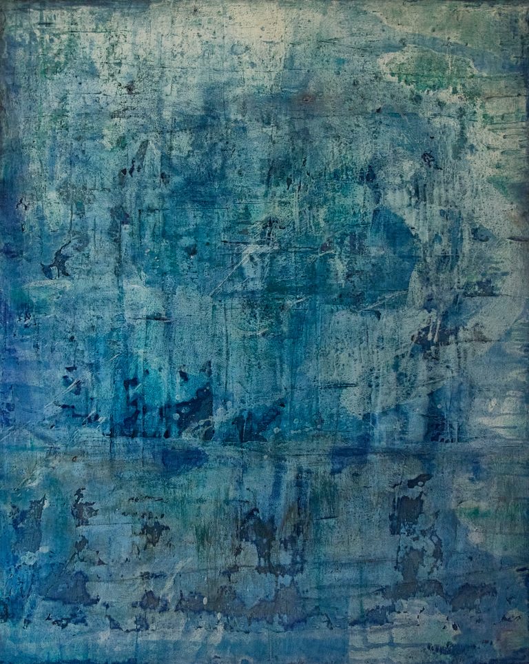 Blaue-Pause - INTONACO auf Leinwand - Format 150cm x 120cm